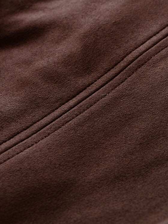 Loose-fit jacket with a suede-effect finish - cool dark brown