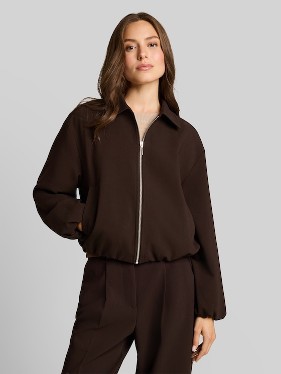 Loose fit blouson jacket - java dark brown