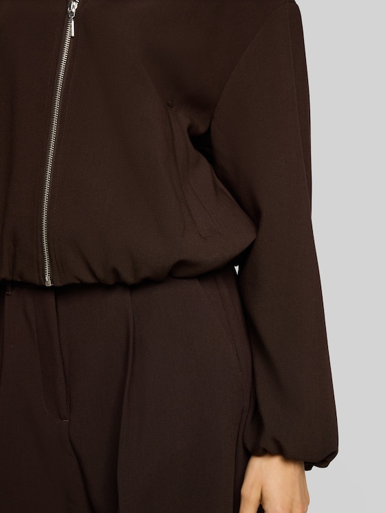 Loose fit blouson jacket - java dark brown