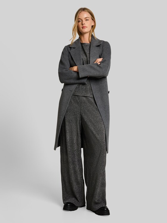 Palazzo Trousers with Glitter Effect - black silver lurex structure