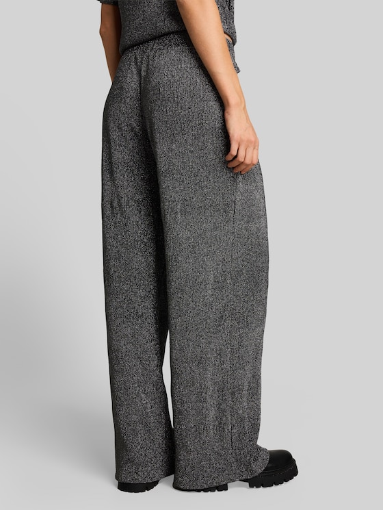 Palazzo Trousers with Glitter Effect - black silver lurex structure