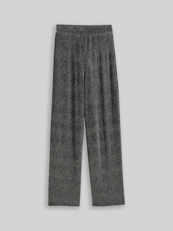 Palazzo Trousers with Glitter Effect - black silver lurex structure