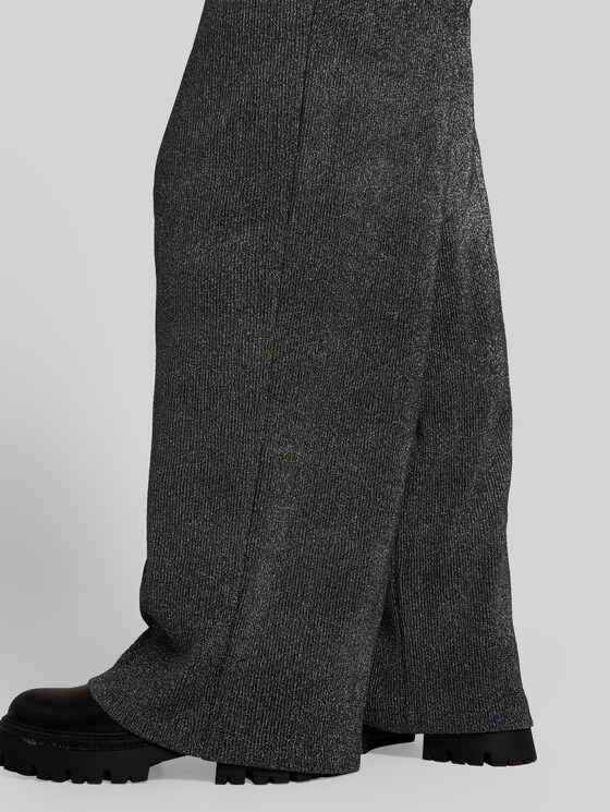 Palazzo Trousers with Glitter Effect - black silver lurex structure