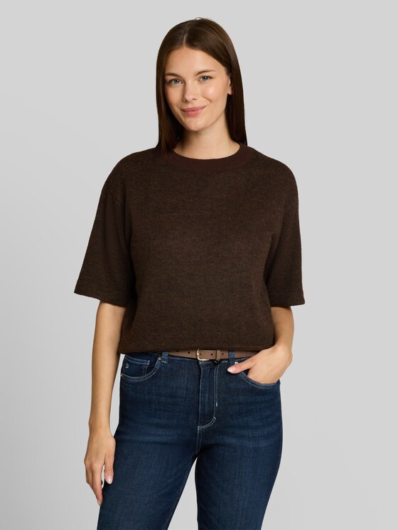 Cosy knitted jumper with alpaca blend - java dark brown melange