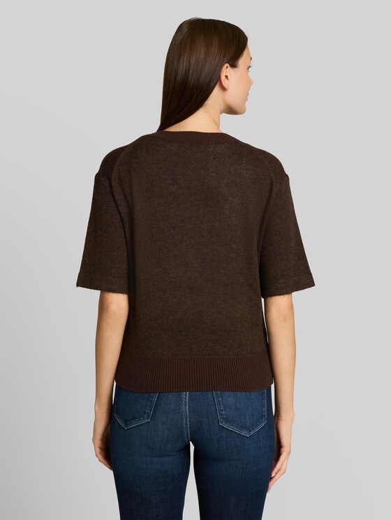 Cosy knitted jumper with alpaca blend - java dark brown melange