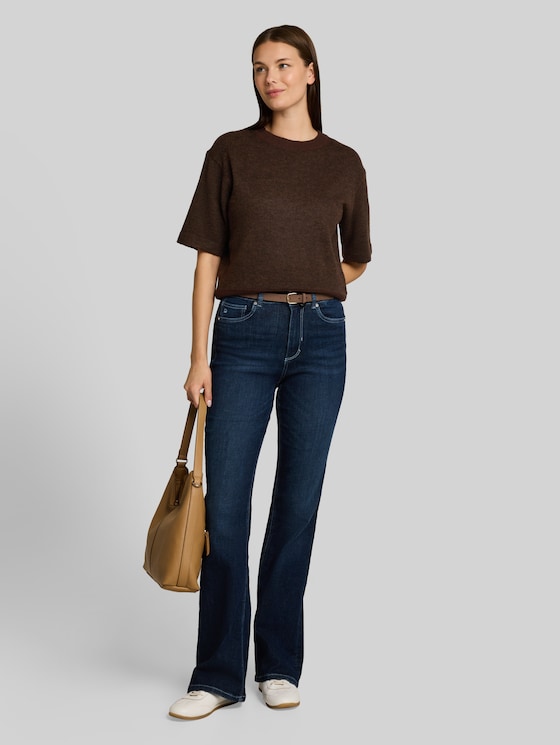 Cosy knitted jumper with alpaca blend - java dark brown melange