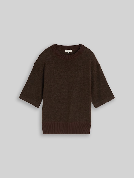 Cosy knitted jumper with alpaca blend - java dark brown melange