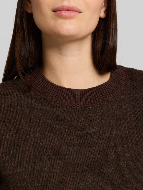 Cosy knitted jumper with alpaca blend - java dark brown melange