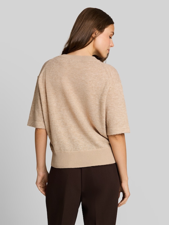 Cosy knitted jumper with alpaca blend - gravel beige melange