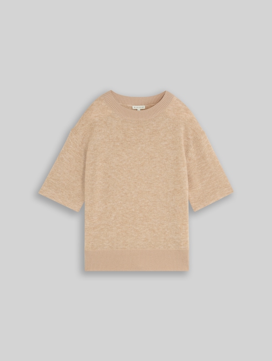 Cosy knitted jumper with alpaca blend - gravel beige melange