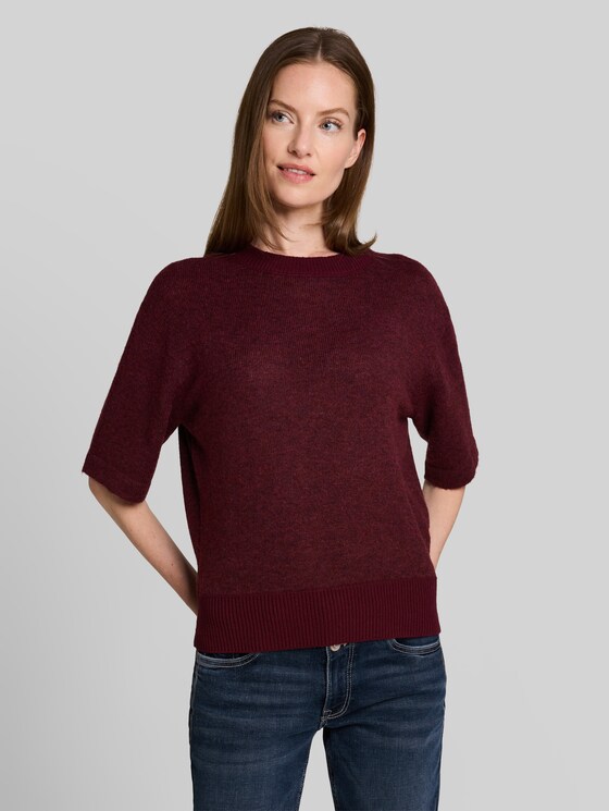 Cosy knitted jumper with alpaca blend - preppy plum melange
