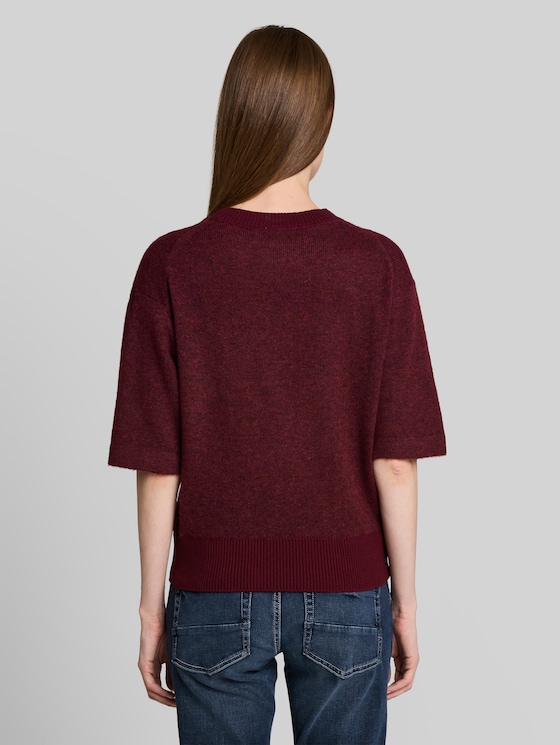 Cosy knitted jumper with alpaca blend - preppy plum melange