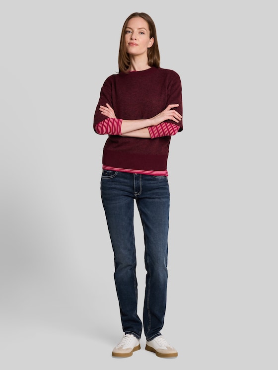 Cosy knitted jumper with alpaca blend - preppy plum melange
