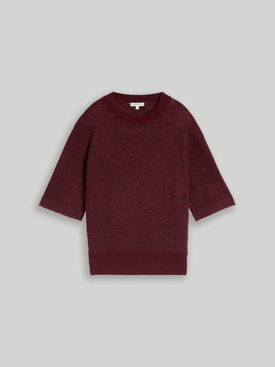 Cosy knitted jumper with alpaca blend - preppy plum melange