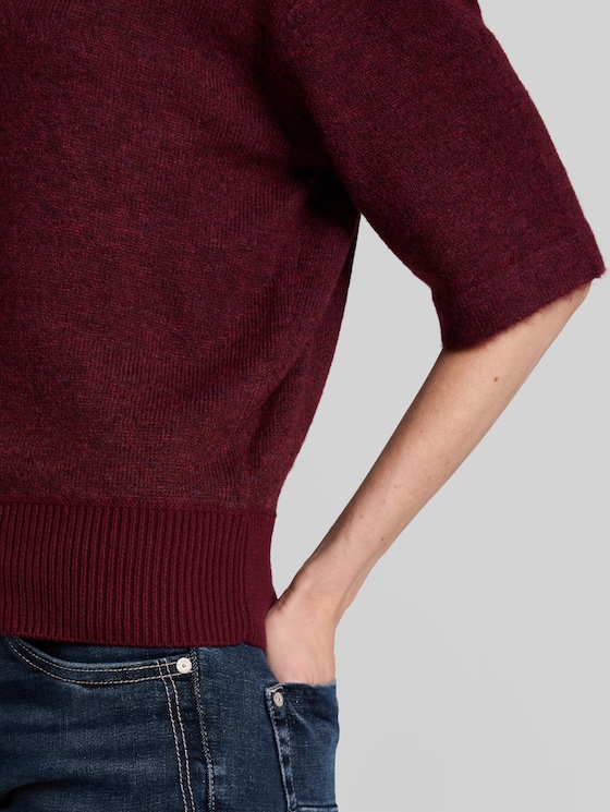 Cosy knitted jumper with alpaca blend - preppy plum melange