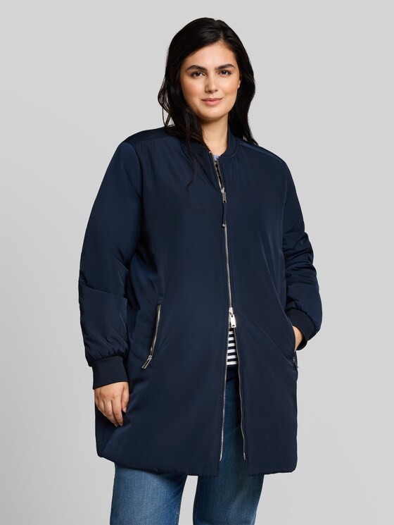 Plus Size - 2-in-1 reversible jacket with bomber collar - sky captain blue