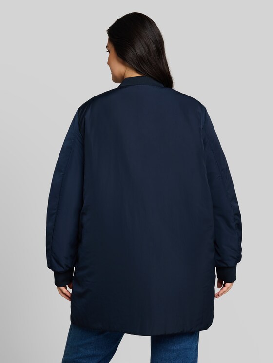 Plus Size - 2-in-1 reversible jacket with bomber collar - sky captain blue