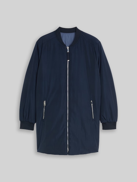 Plus Size - 2-in-1 reversible jacket with bomber collar - sky captain blue