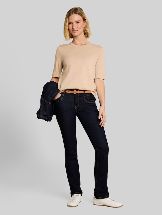 Knitted jumper with silk blend - gravel beige melange
