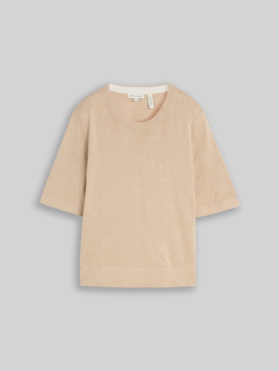 Knitted jumper with silk blend - gravel beige melange