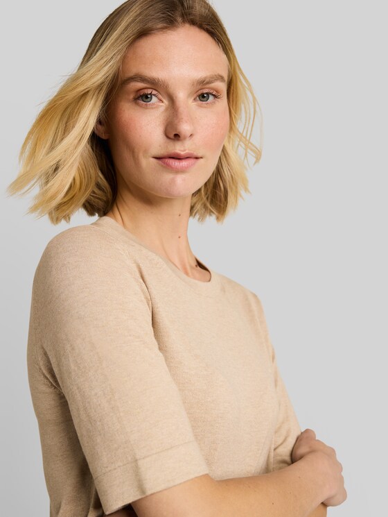 Knitted jumper with silk blend - gravel beige melange
