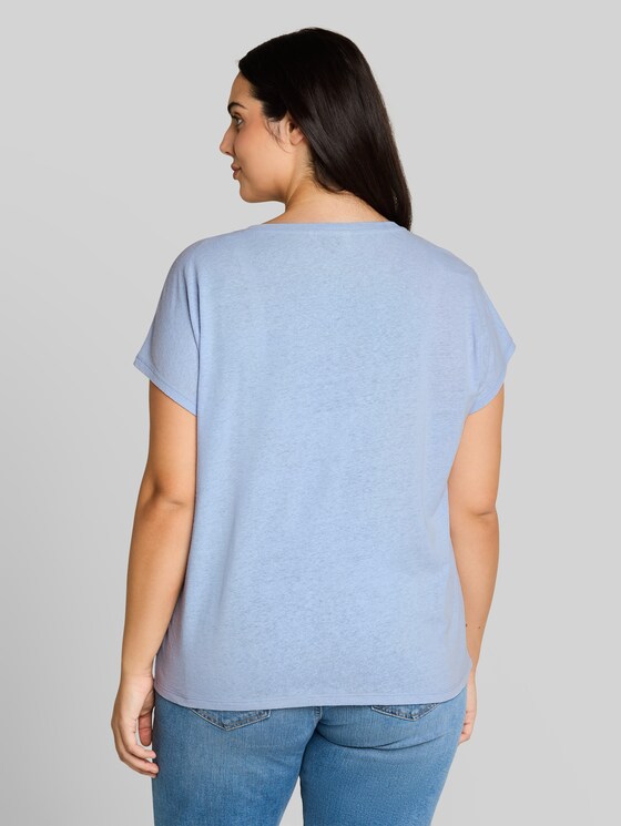 Plus Size - T-shirt with linen blend - Kentucky Blue