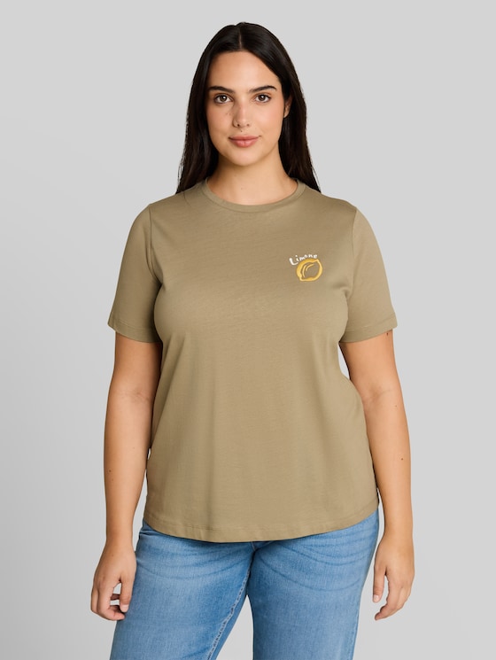 Plus - T-shirt with a print - Silver Olive