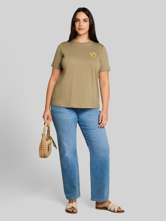 Plus - T-shirt with a print - Silver Olive