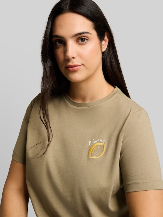 Plus - T-shirt with a print - Silver Olive