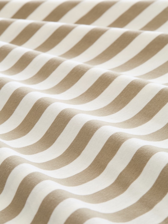 Plus Size - T-shirt with embroidery - olive white stripe
