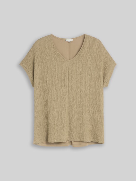 Plus Size - Loose-fit T-shirt in a mix of fabrics - Silver Olive