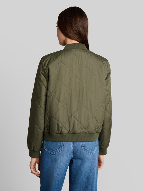 Quilted jacket with bomber collar - urban olive green