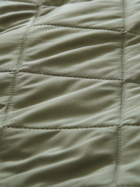 Quilted jacket with bomber collar - urban olive green