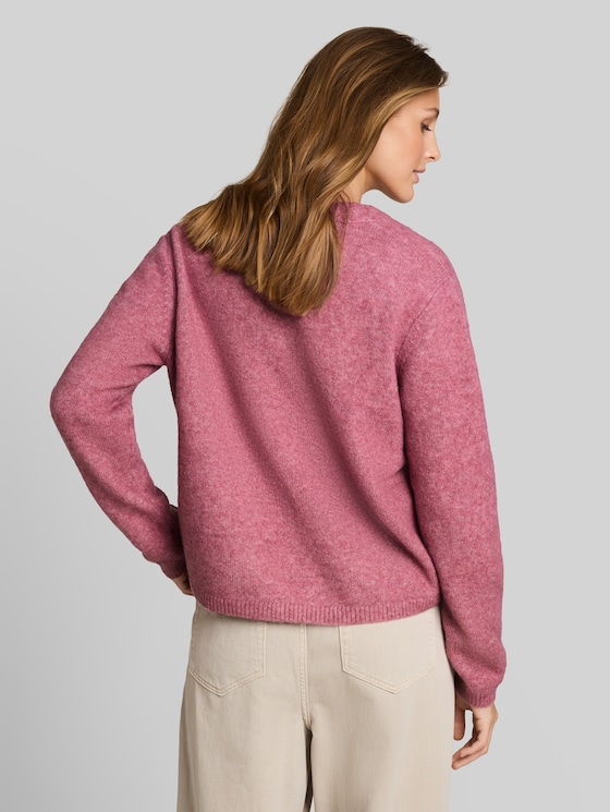 Cosy cardigan with bows - dusty berry melange