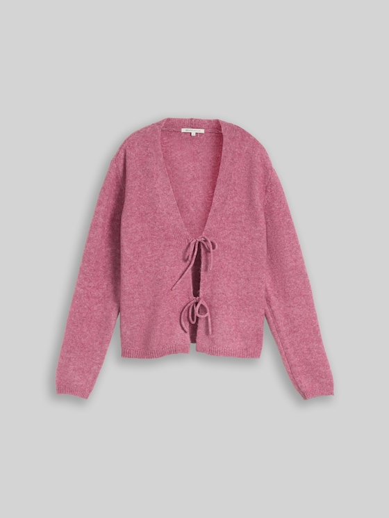 Cosy cardigan with bows - dusty berry melange