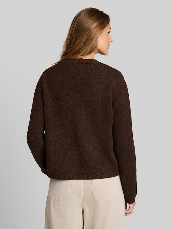 Cosy cardigan with bows - cool dark brown melange
