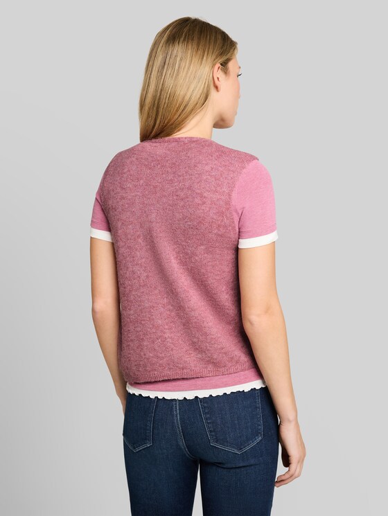 Knitted waistcoat with bows - dusty berry melange