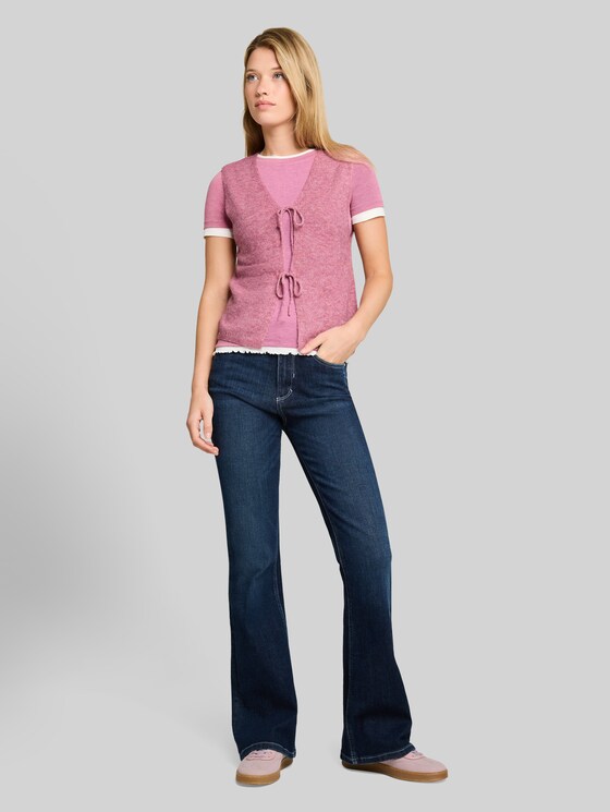 Knitted waistcoat with bows - dusty berry melange