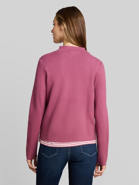 Knitted jumper with a stand-up collar - dusty berry