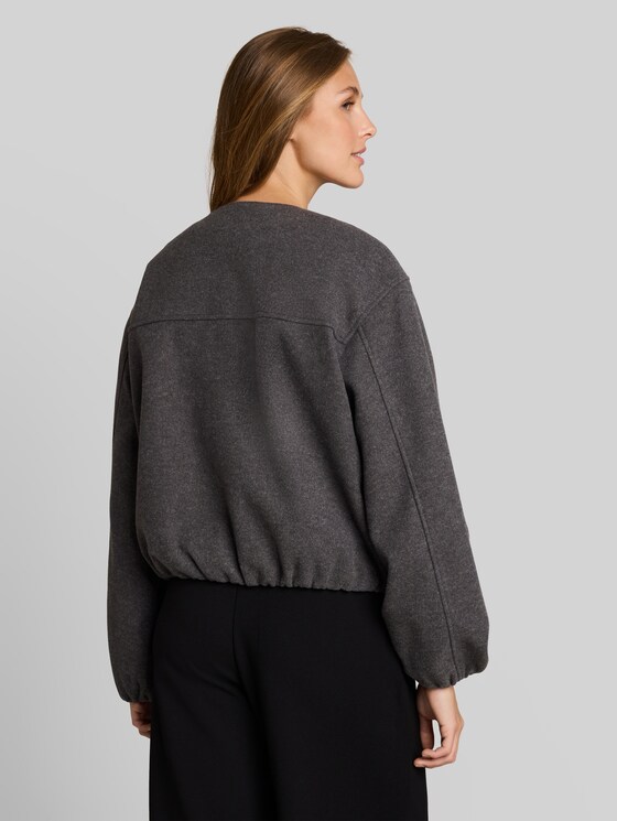 Blouson jacket in a melange look - dark coal grey melange