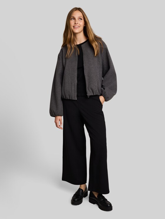 Blouson jacket in a melange look - dark coal grey melange
