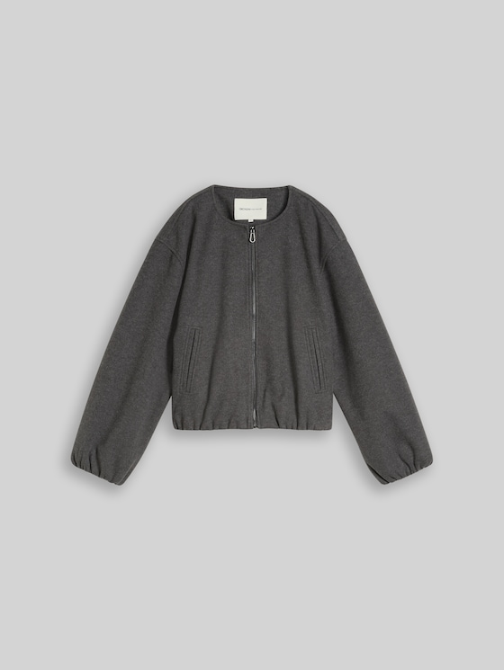 Blouson jacket in a melange look - dark coal grey melange