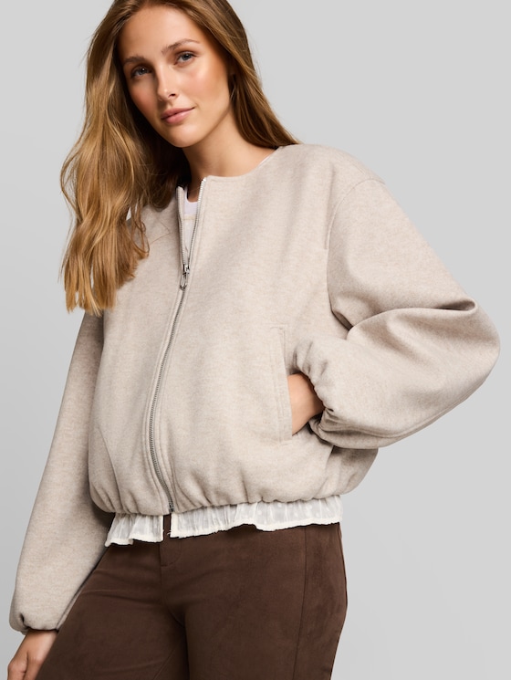 Blouson jacket in a melange look - atmosphere beige melange