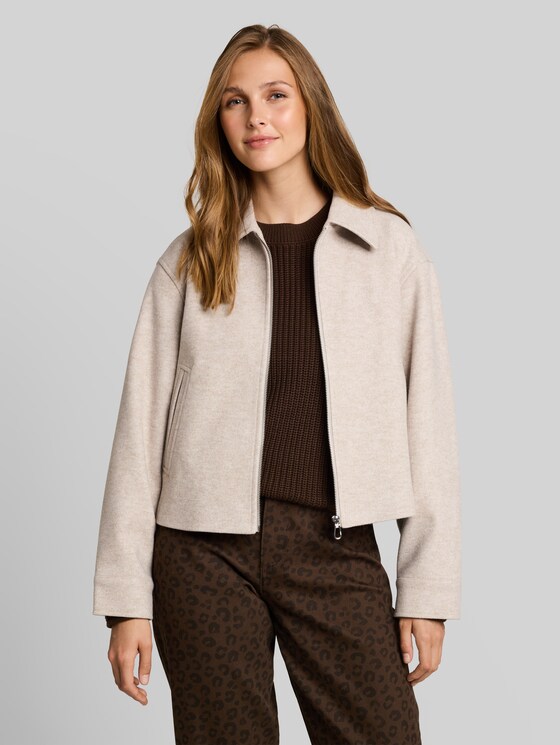 Transitional jacket with collar - atmosphere beige melange
