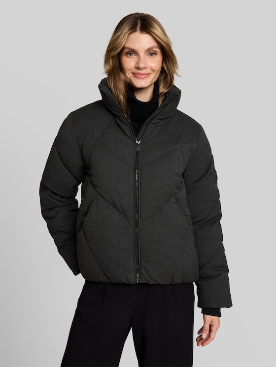 Puffer jacket made from water-repellent fabric - Black Grey Melange