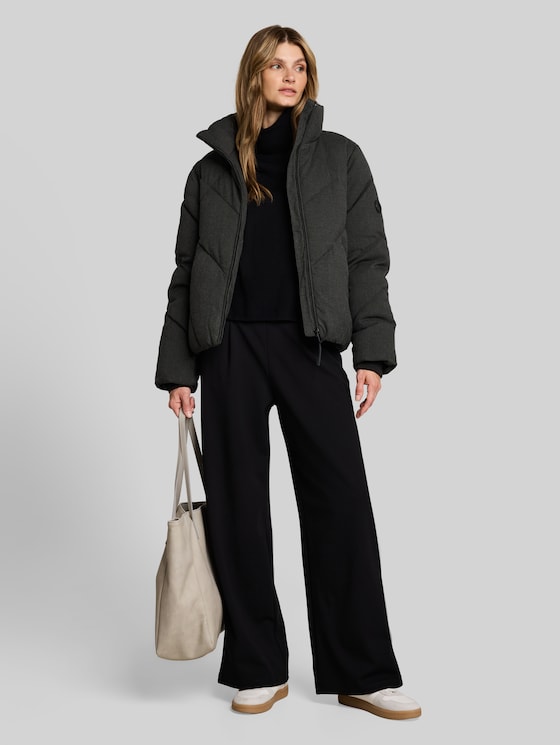 Puffer jacket made from water-repellent fabric - Black Grey Melange