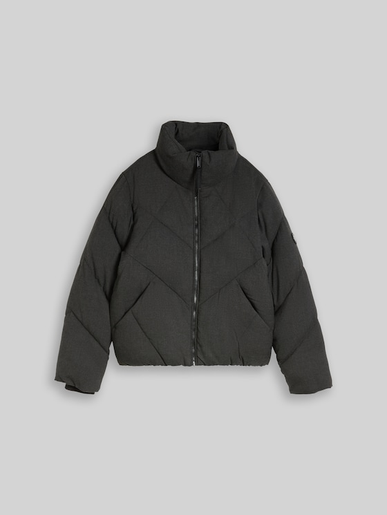 Puffer jacket made from water-repellent fabric - Black Grey Melange