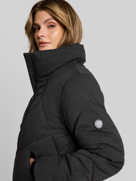 Puffer jacket made from water-repellent fabric - Black Grey Melange