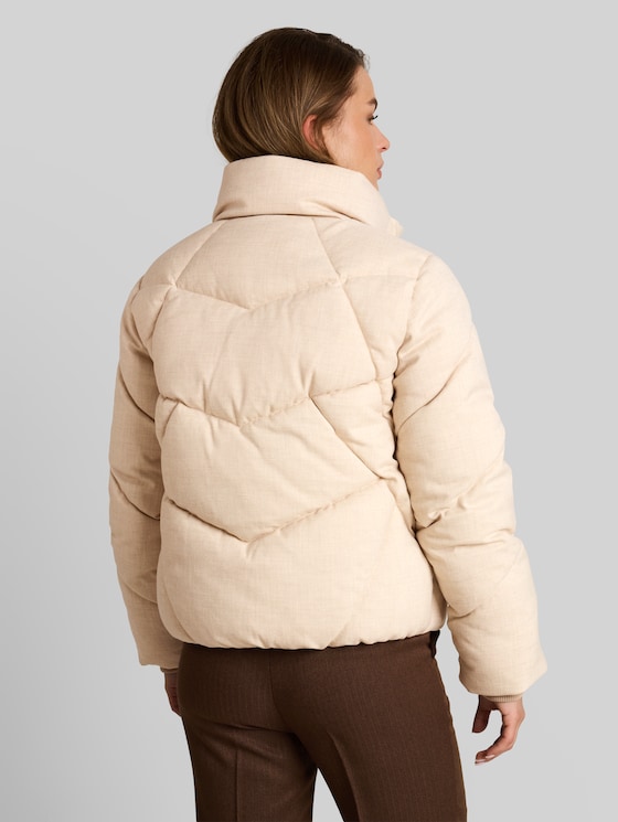 Puffer jacket made from water-repellent fabric - soft taupe grey melange
