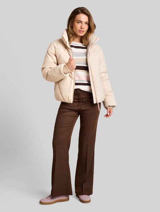 Puffer jacket made from water-repellent fabric - soft taupe grey melange
